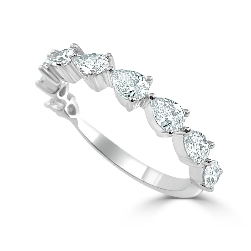 women’s silver rings with diamonds-Everette Pear Shaped Diamond Band