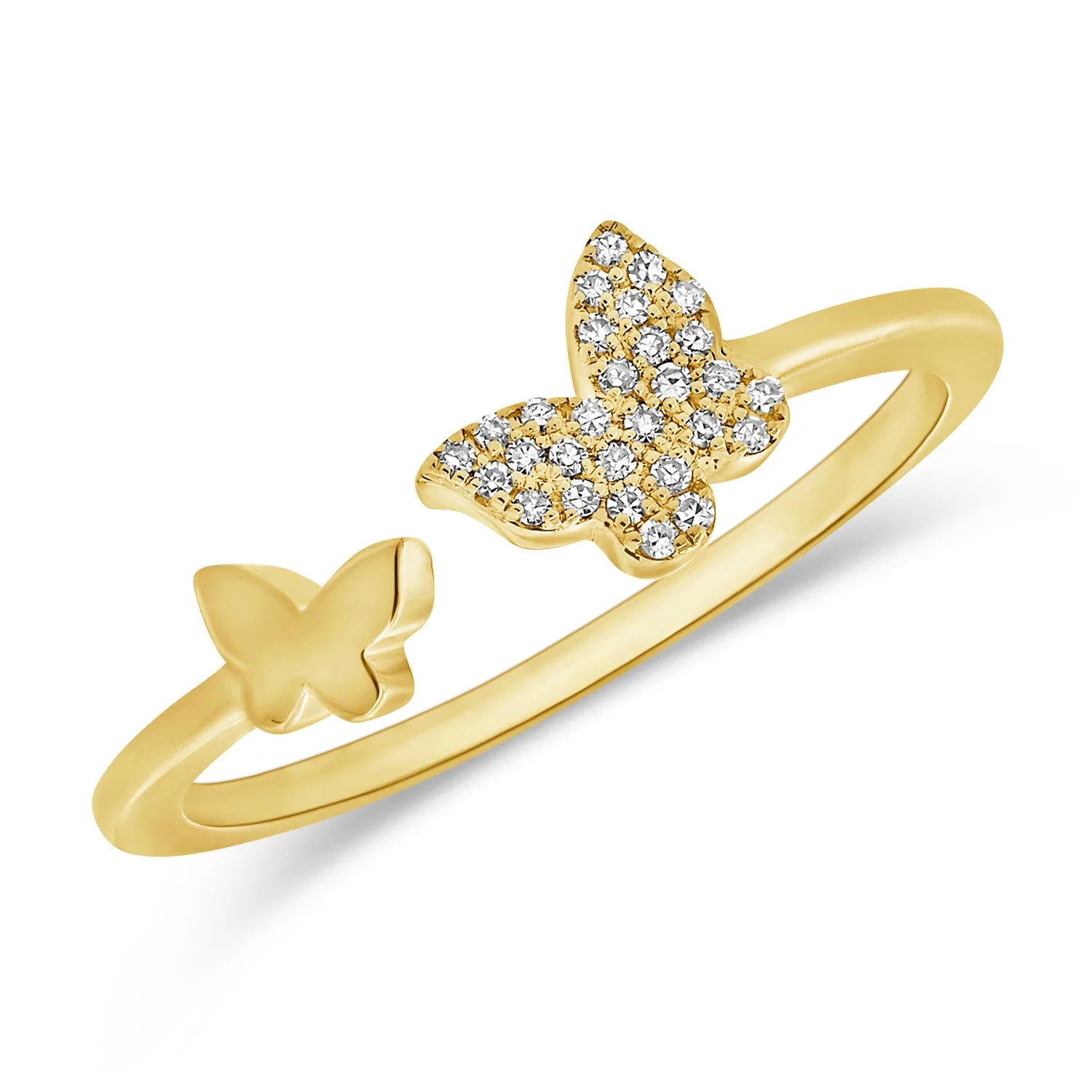 stackable gold rings for men-Flutter Pave Butterfly Diamond Ring