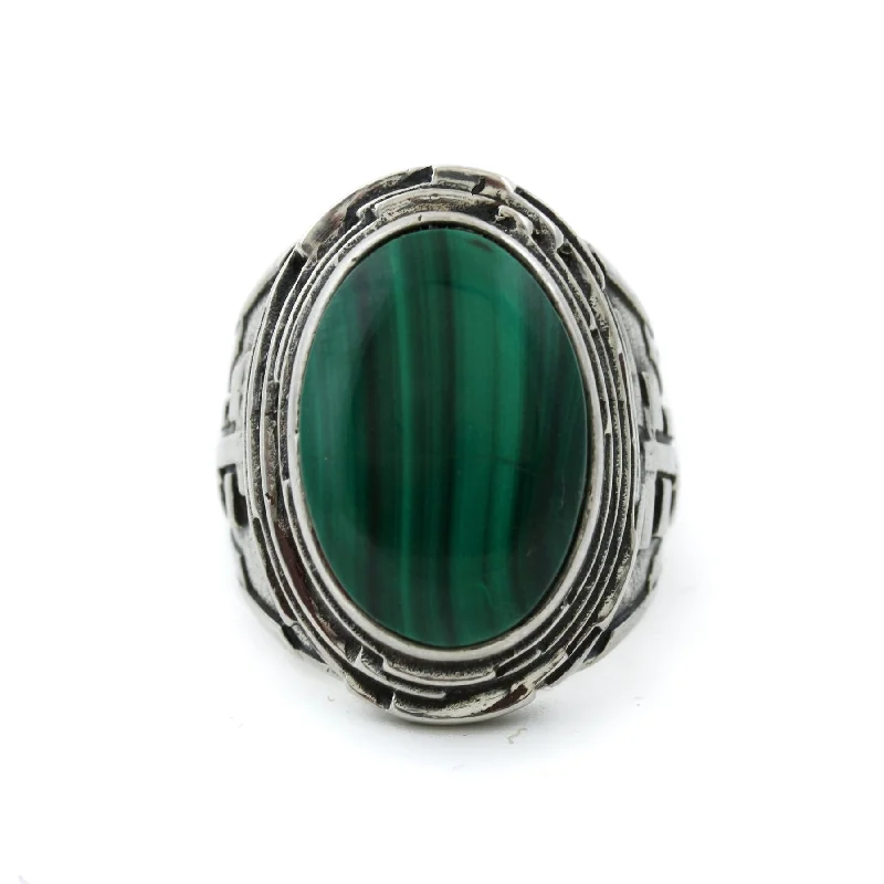 men’s signet rings with engraved designs-"Fractal" Ring x Malachite