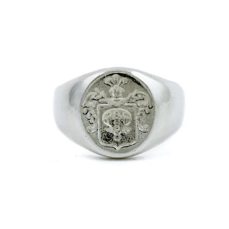 luxury wedding bands with sapphires-Silver Kinship Wax Seal Crest Signet Ring