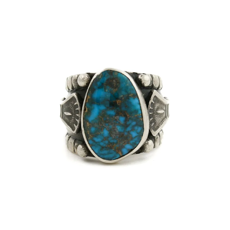 gold and diamond engagement rings for women-Apache Turquoise x Silver Navajo Ring