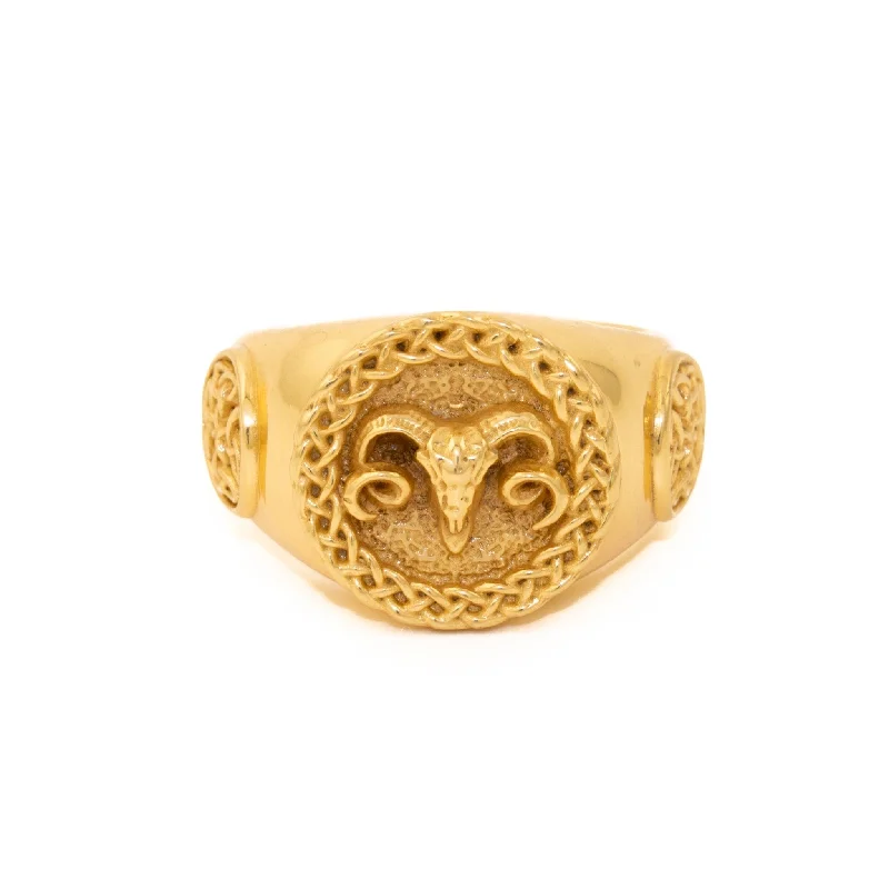 You have not enough Humanizer words left. Upgrade your Surfer plan.Gold "Celtic Aries" Ring