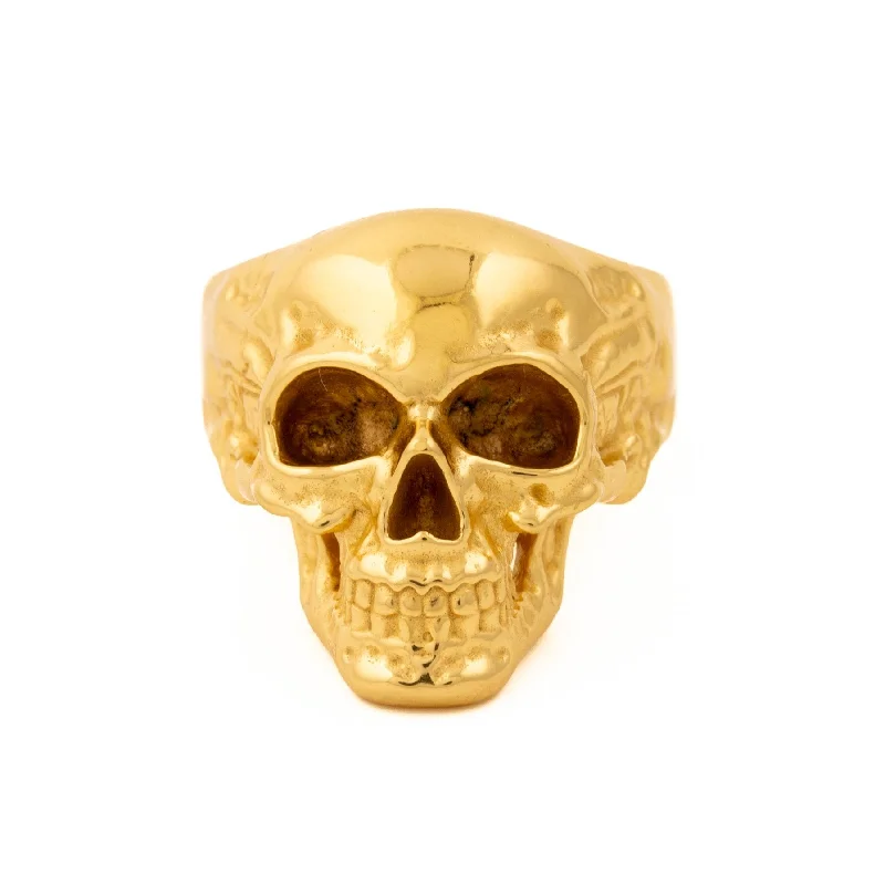 platinum rings for men with diamonds and rubies-Gold "Eddie" Skull Ring