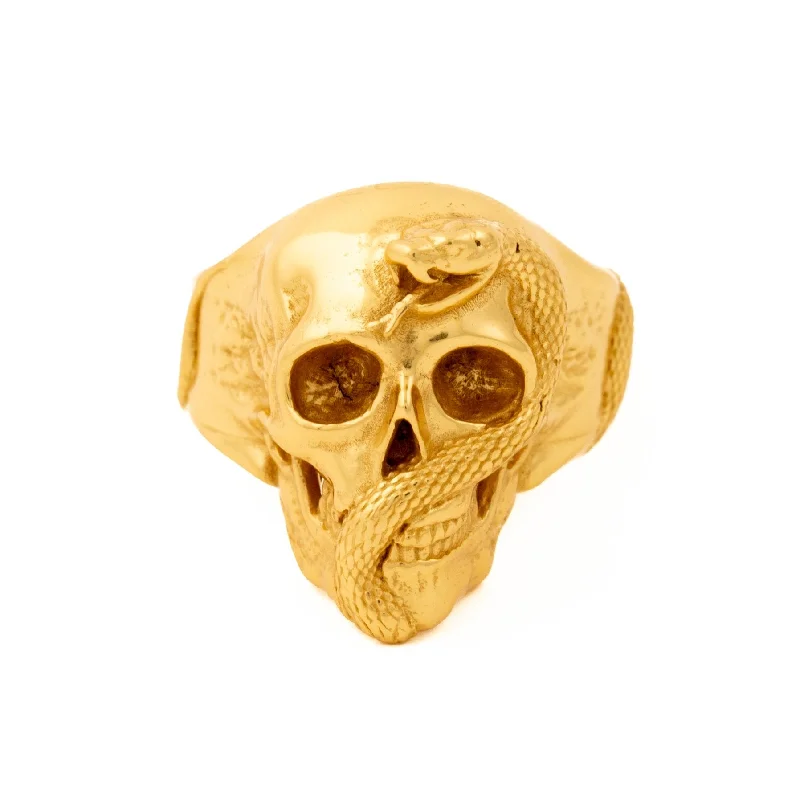 platinum engagement rings for men-Gold "Jake" Skull Ring