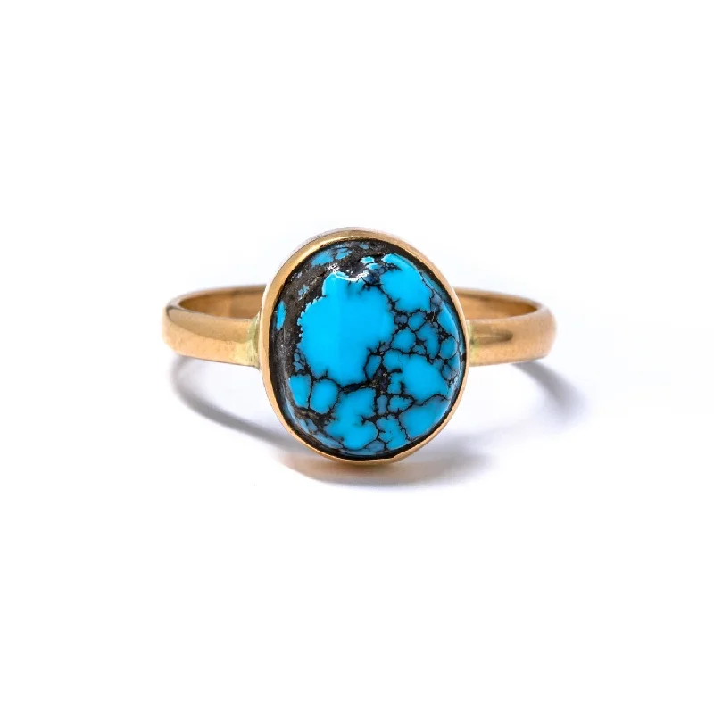 black diamond engagement rings for women-Gold Hubei Turquoise Ring