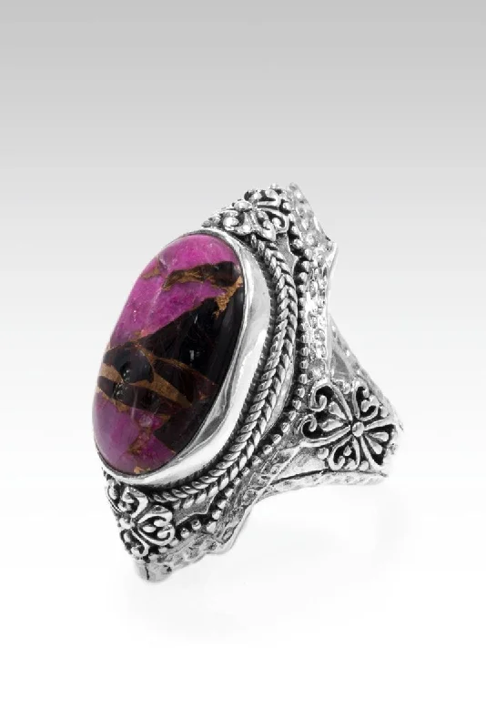 custom made promise rings-Grace Changes Everything Ring™ in Pink Calcite, Obsidian & Bronze