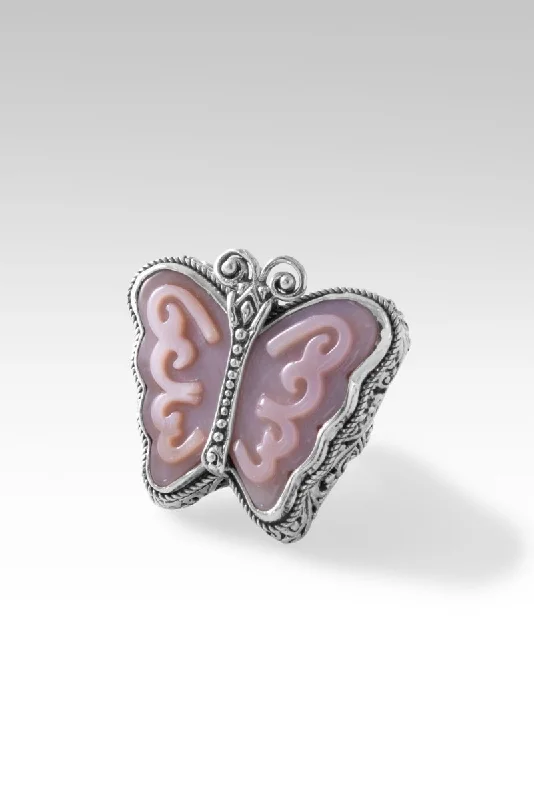 men’s rings with sapphire stones-Graceful Evolution Ring™ in Pink Mother of Pearl Butterfly