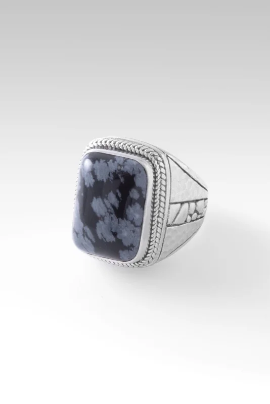 custom diamond promise rings for men-Gracious Heart Ring™ in Snowflake Obsidian