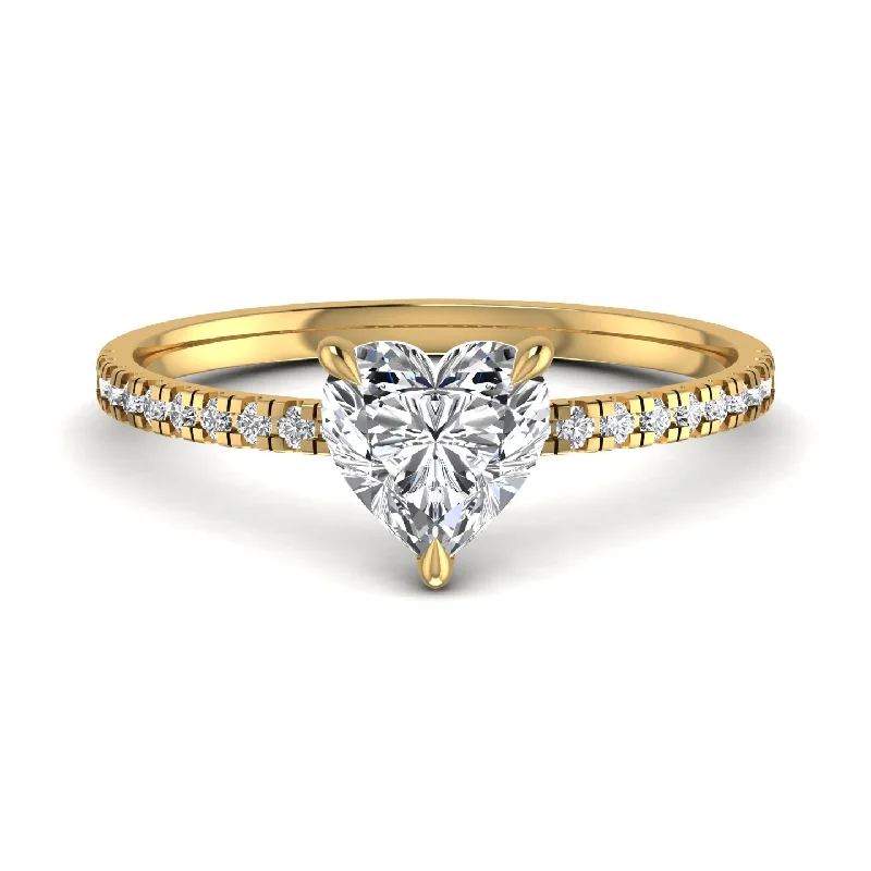 diamond wedding rings with intricate engravings-Heart Lab Diamond Engagement Ring