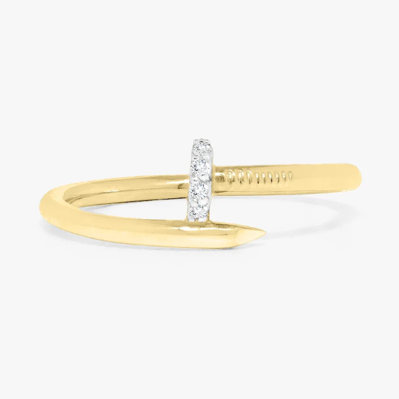 gold engagement rings for couples-Heira Diamond Nail Ring