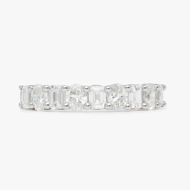 men’s gold wedding rings with engraved names-Henri Alternating Oval & Emerald Cut Diamond Band 1.29 ctw