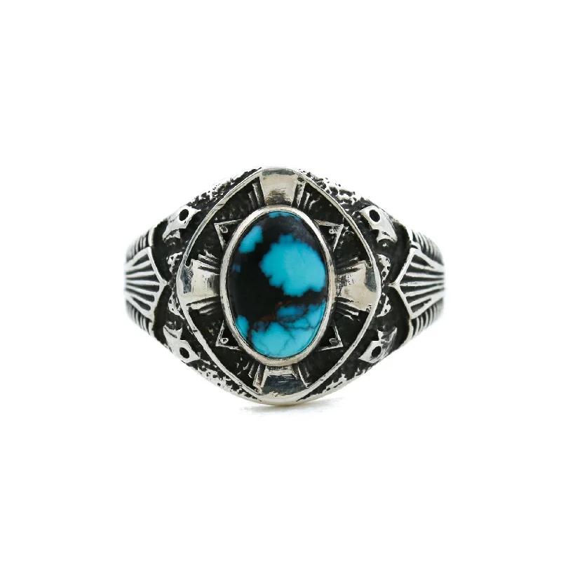 men’s wedding rings with multicolored diamonds-Hubei Turquoise "St. Augustine" Ring