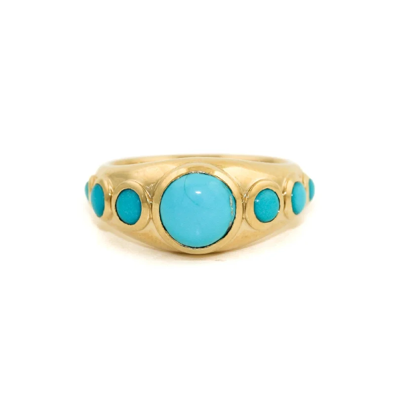 vintage engagement rings with colored gemstones-Jamila Turquoise 14k Gold Gypsy Ring