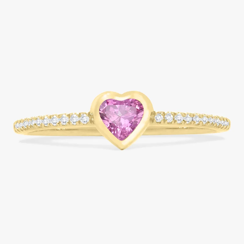 engagement rings with diamonds and colored gemstones-Kait Dainty Diamond Heart Band