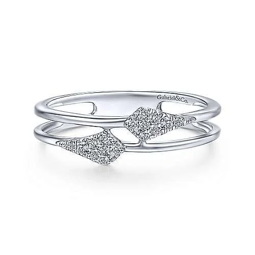 affordable platinum wedding rings for women-14K White Gold Spiked Diamond Stackable Ring