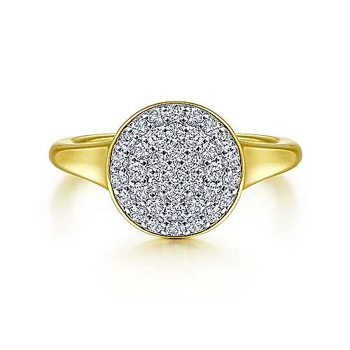 women’s wedding rings with diamonds and emeralds-14K Yellow Gold Round Cluster Diamond Ring