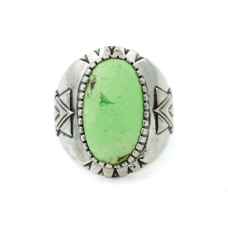 women’s wedding rings with unique diamond settings-Lemon Chrysoprase "Alpha" Ring