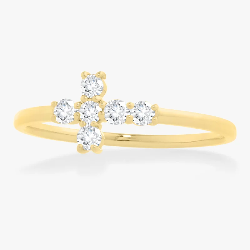 men’s classic wedding rings-Little Grace Diamond Cross Ring