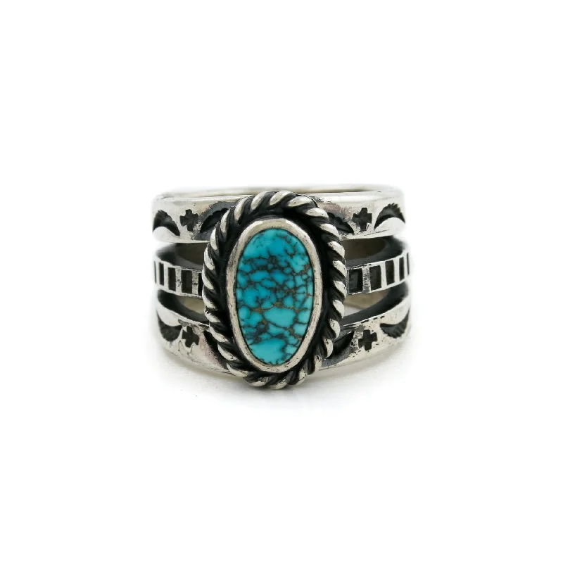 women’s wedding bands with blue diamonds-Lone Mountain Navajo Ring