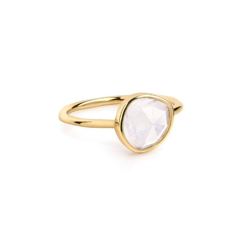 wedding bands for women with colorful stones-LUNA RING - Rainbow Moonstone