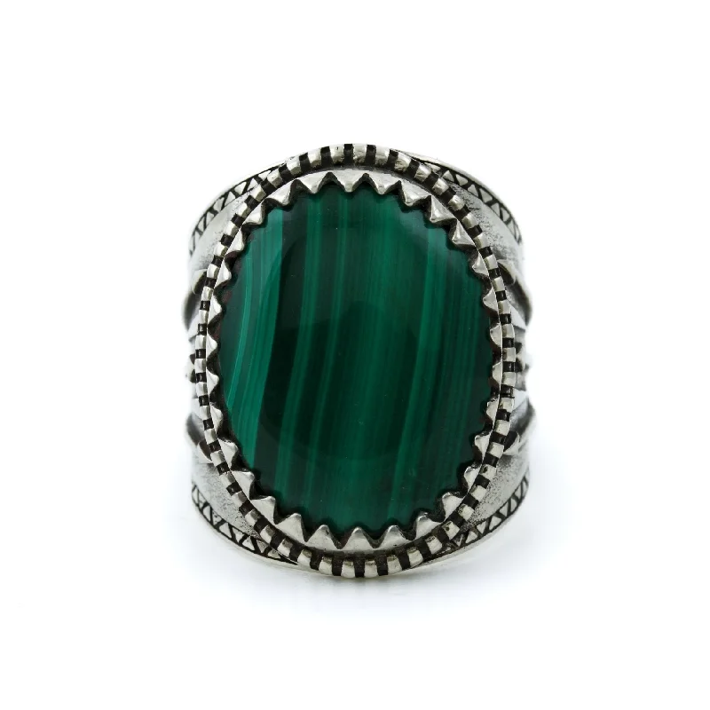 diamond wedding bands with intricate designs-Malachite "Arrow" Ring