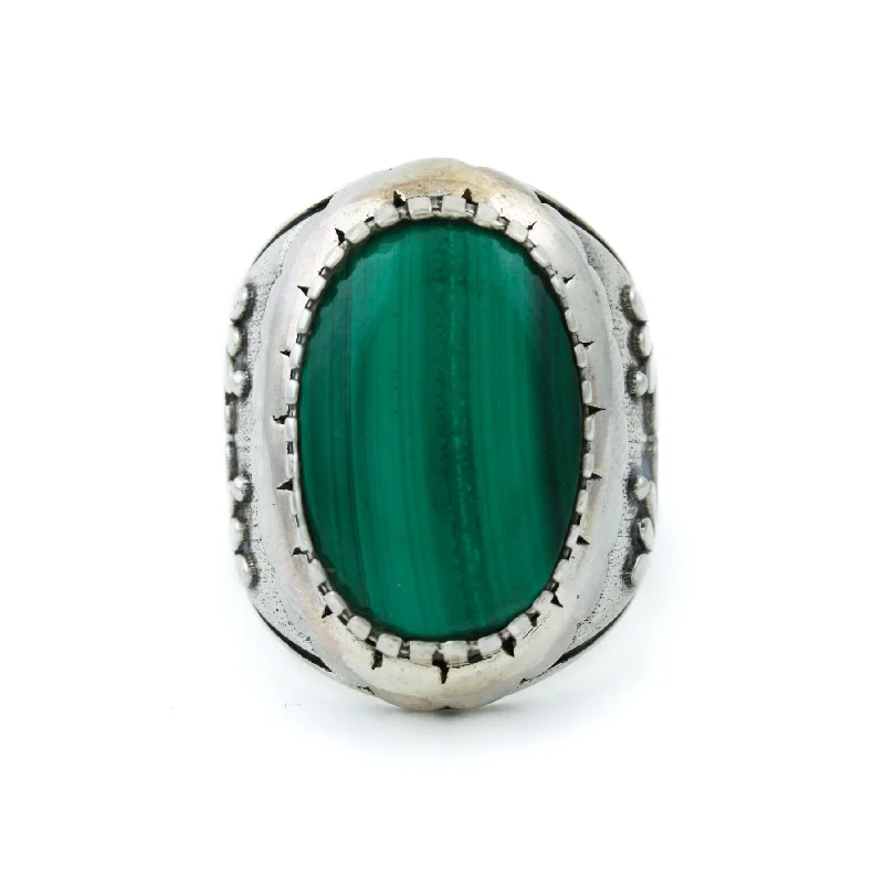 wedding bands with white diamonds and emeralds-"Kiku" Ring x Malachite