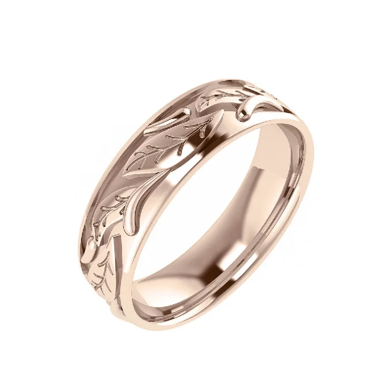 women’s custom gold rings with diamonds-Man wedding band, matching leaf ring / Wisteria