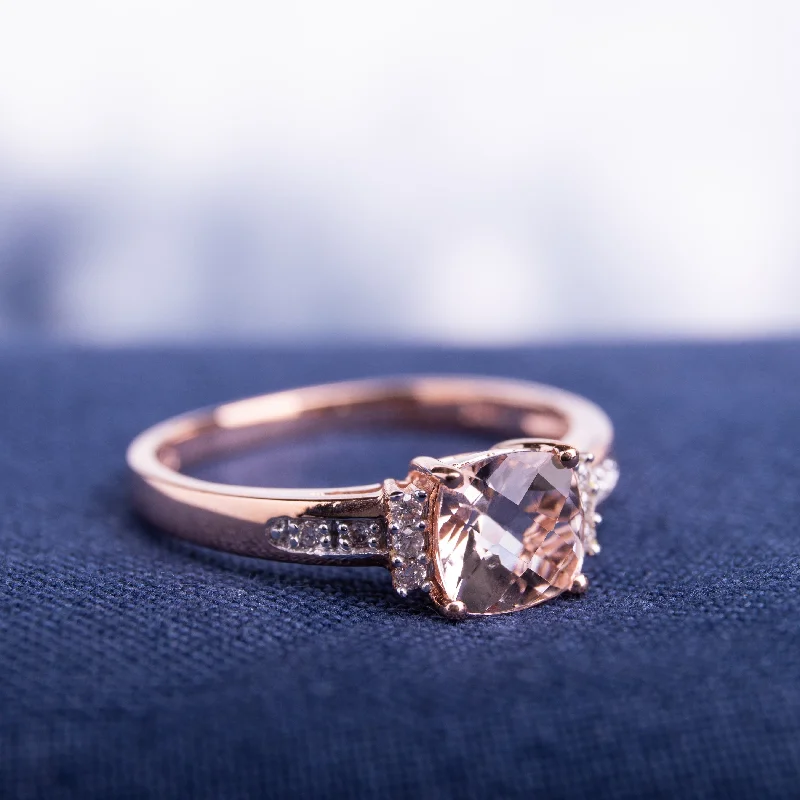 luxury engagement rings with rubies and diamonds-Miadora 10k Rose Gold Morganite and Diamond Accent Engagement Ring