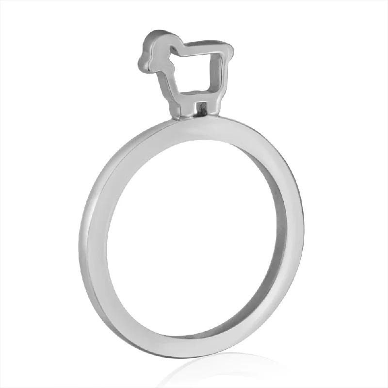 women’s platinum wedding rings with diamonds-STERLING SILVER MINI SLICE LAMB STACKING RING