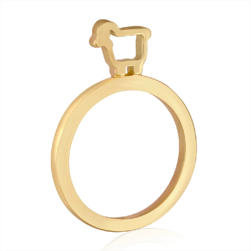 wedding rings with emerald stones for women-18K YELLOW GOLD MINI SLICE LAMB STACKING RING