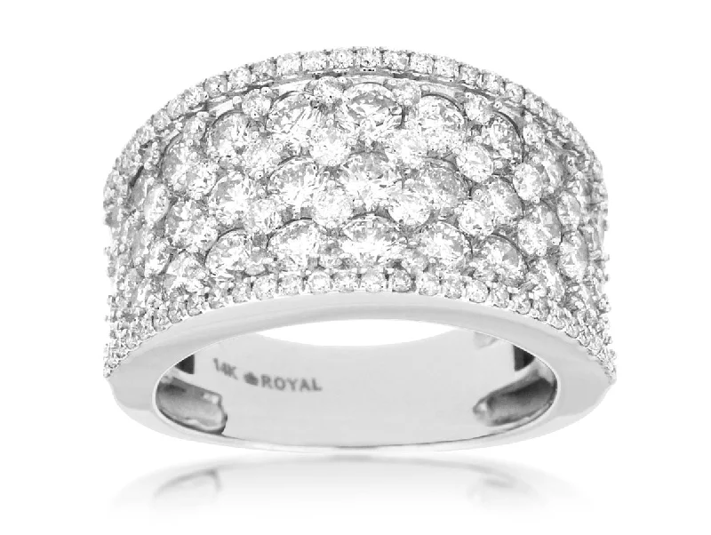 affordable gold rings for couples-14K White Gold Wide Diamond Band