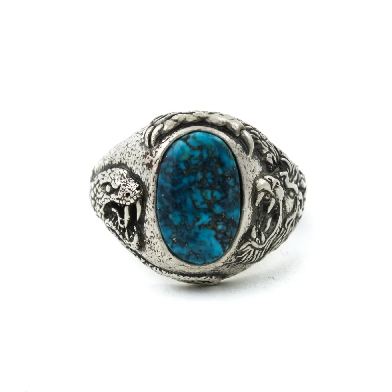 platinum engagement rings for men with diamonds-Morenci Turquoise "Venatio" Ring