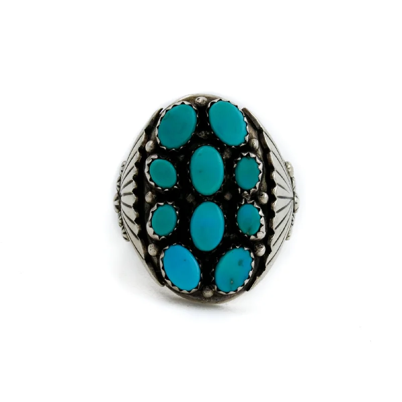 affordable gold rings for couples-Navajo Sleeping Beauty Turquoise Ring