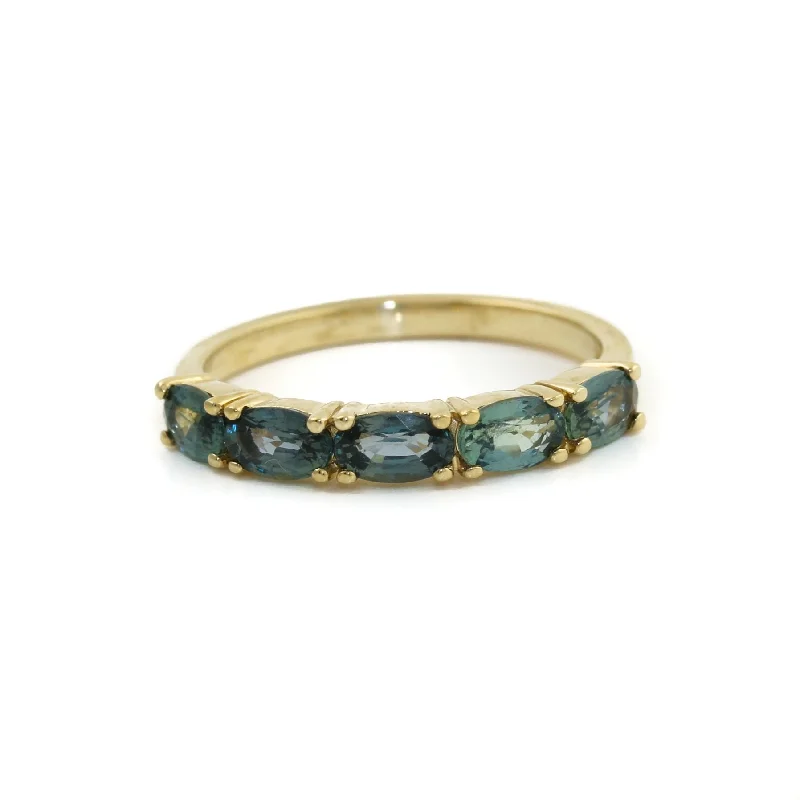 men’s rings with sapphire stones-14K Teal Oval Sapphire Band