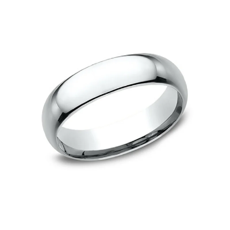 sterling silver rings for couples-Polished Comfort-Fit Wedding Band 6mm