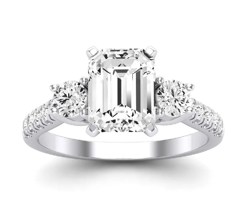 custom diamond wedding rings for women-Primrose - Emerald Lab Diamond Engagement Ring VS2 F (IGI Certified)