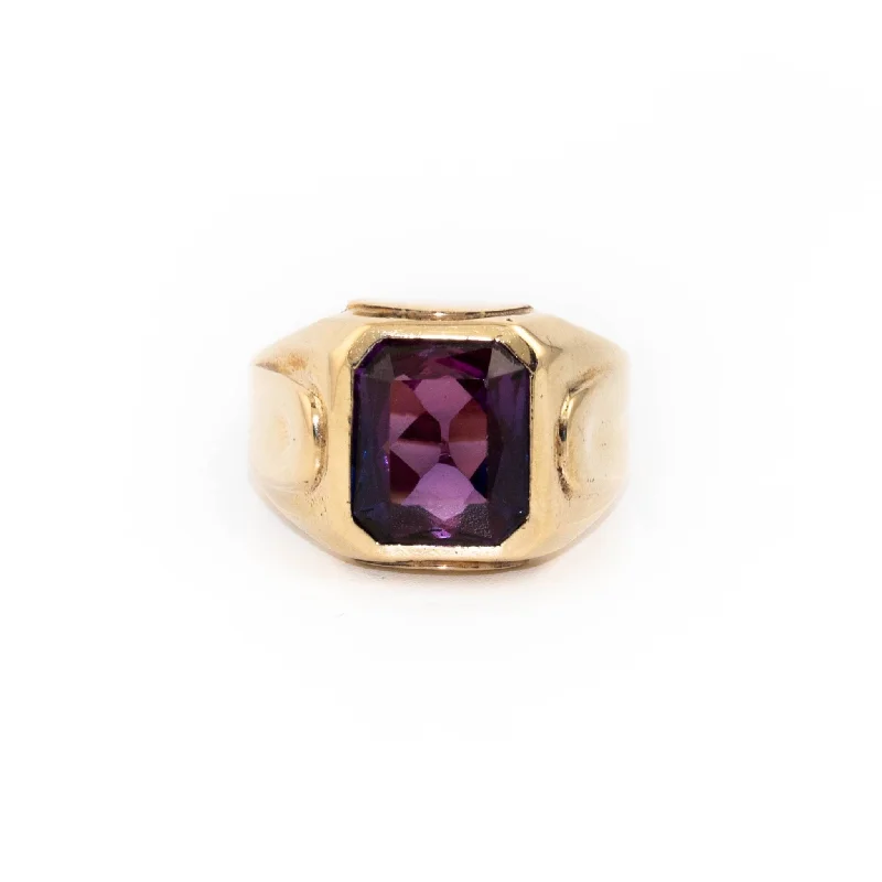 luxury gold wedding rings for women-Purple Antique Glass Ring