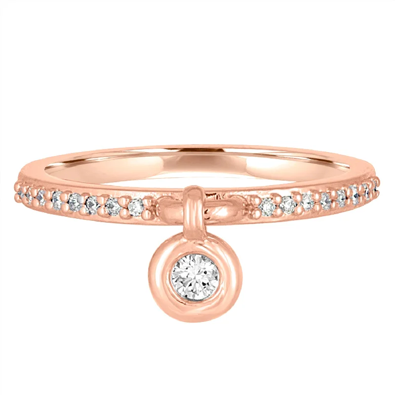 engagement rings with emeralds for women-14K Rose Gold and Diamond Queen of Bounce Charm Ring