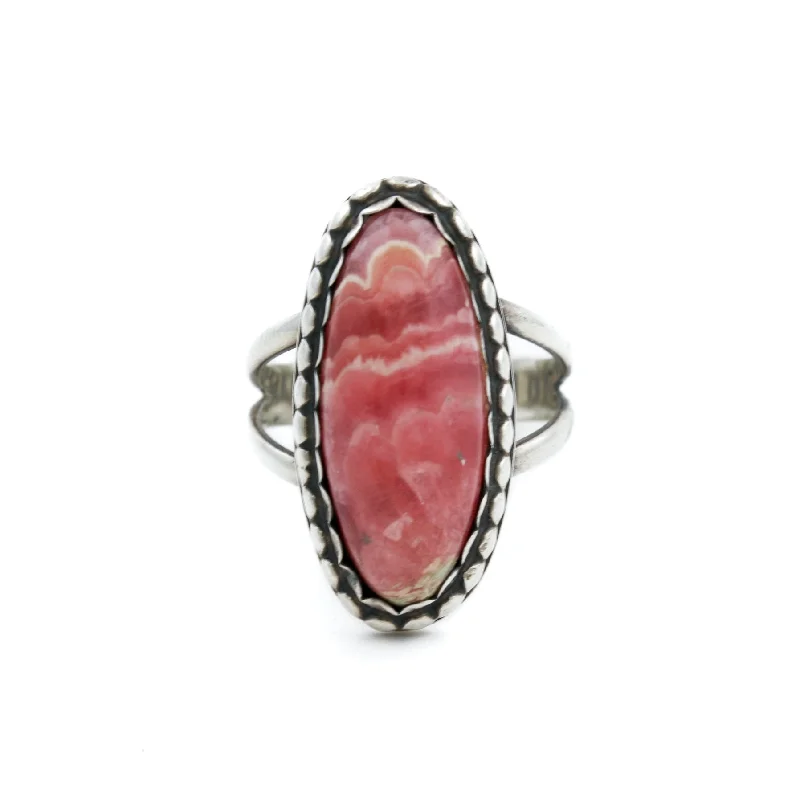 wedding bands for women with rubies and sapphires-Rhodochrosite Vintage Ring