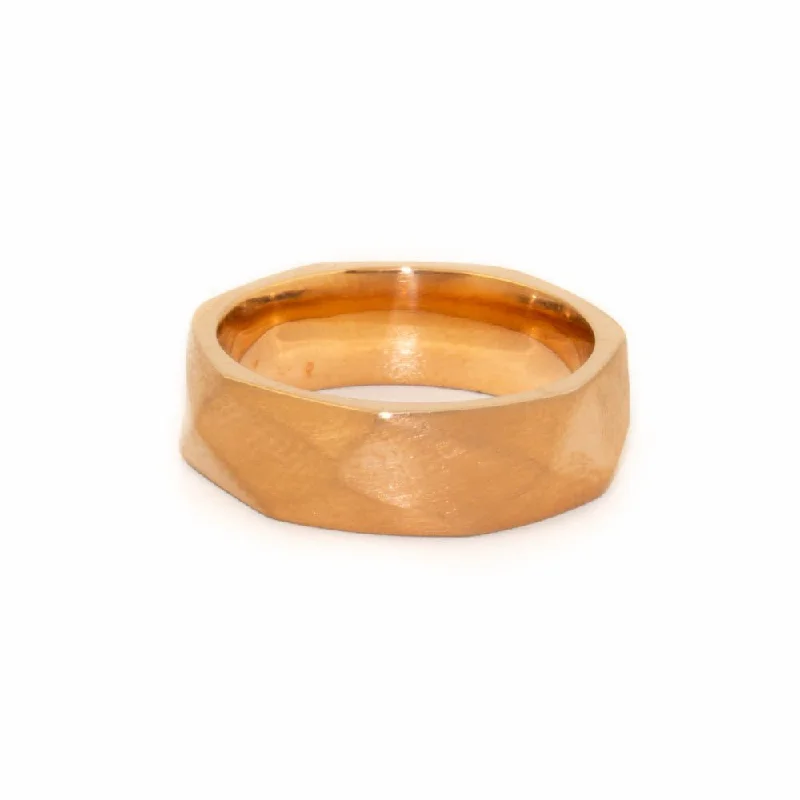 classic signet rings for men-Rock-Hammered x Cigar Wedding Band - Made To Order