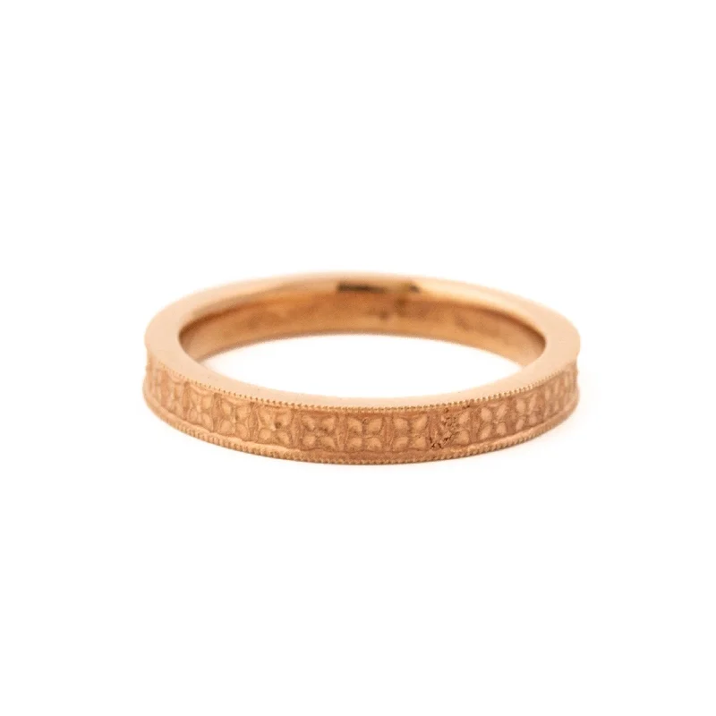 women’s engraved wedding bands-Rose Gold Art-Deco Slim Cigar Band