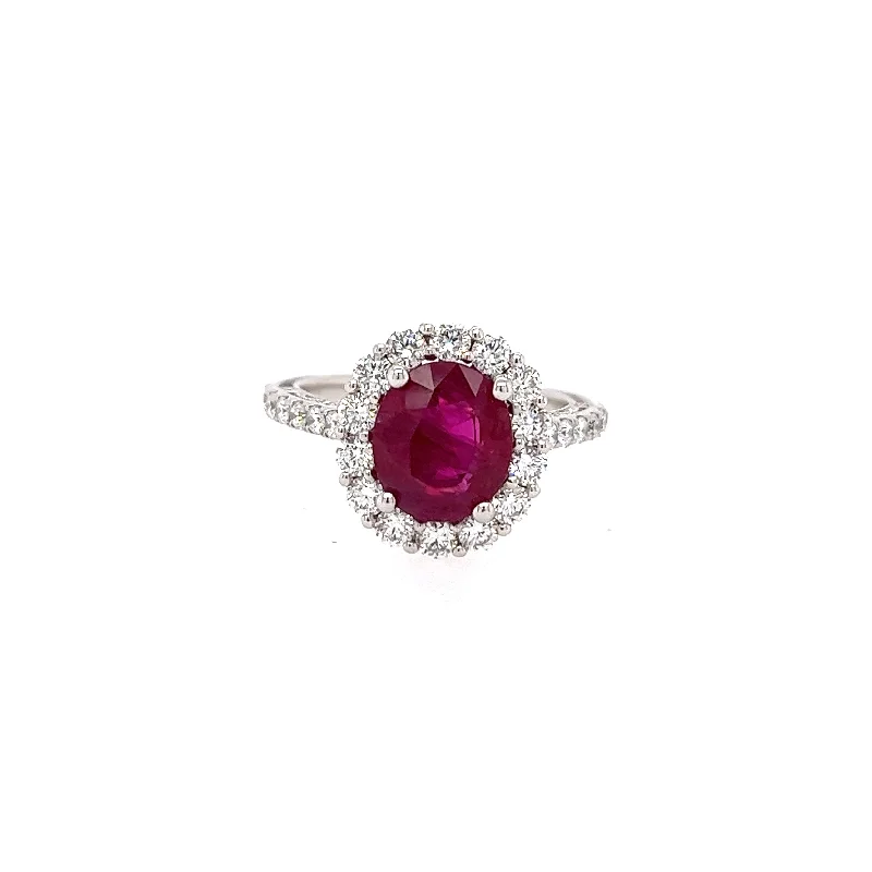 men’s platinum rings with rubies-18K White Gold Ruby and Diamond Ring