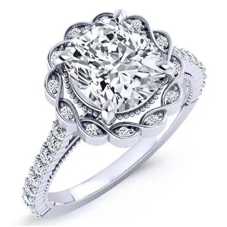 men’s wedding rings with unique engravings-Ruellia - Cushion Lab Diamond Engagement Ring VS2 F (IGI Certified)