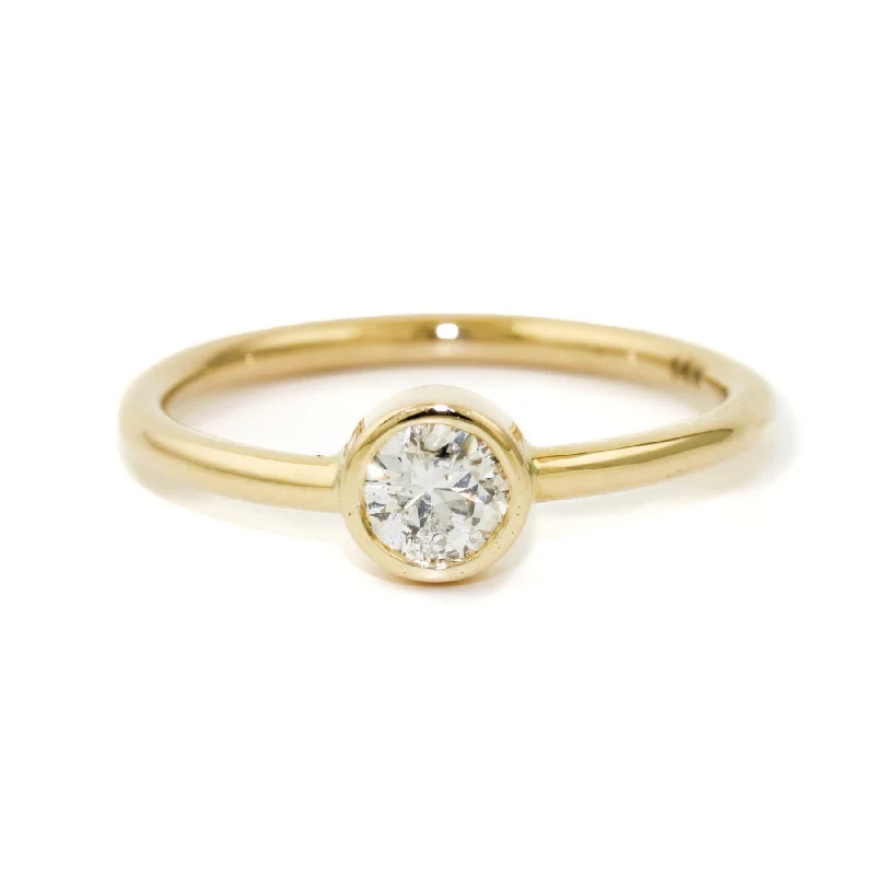 wedding rings with personalized engravings-14K Gold x Round Cut .38ct Diamond Ring