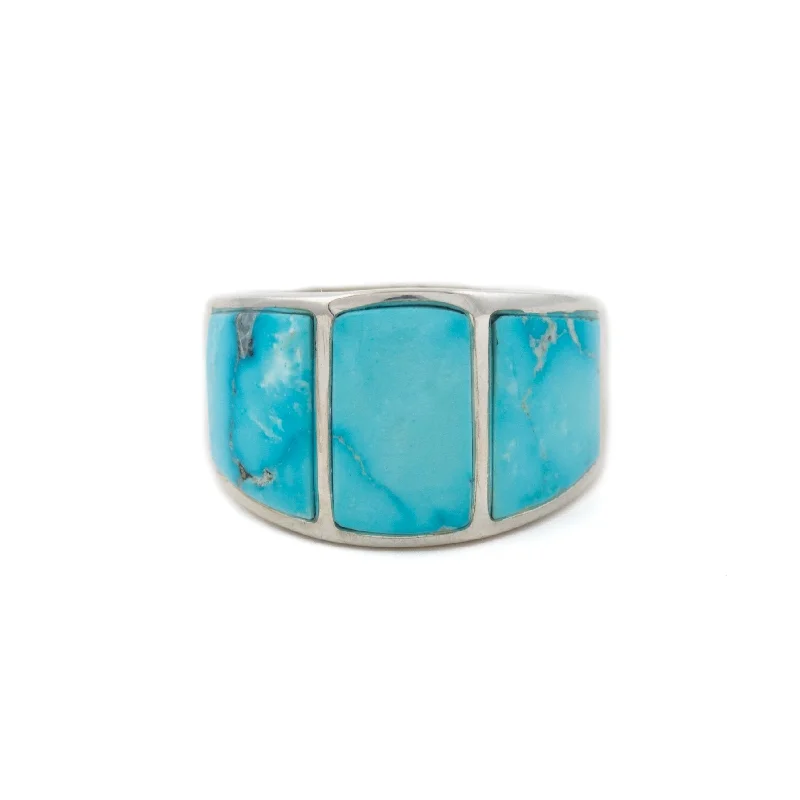 simple gold rings for men-Sky Blue Inlay Turquoise Navajo Ring