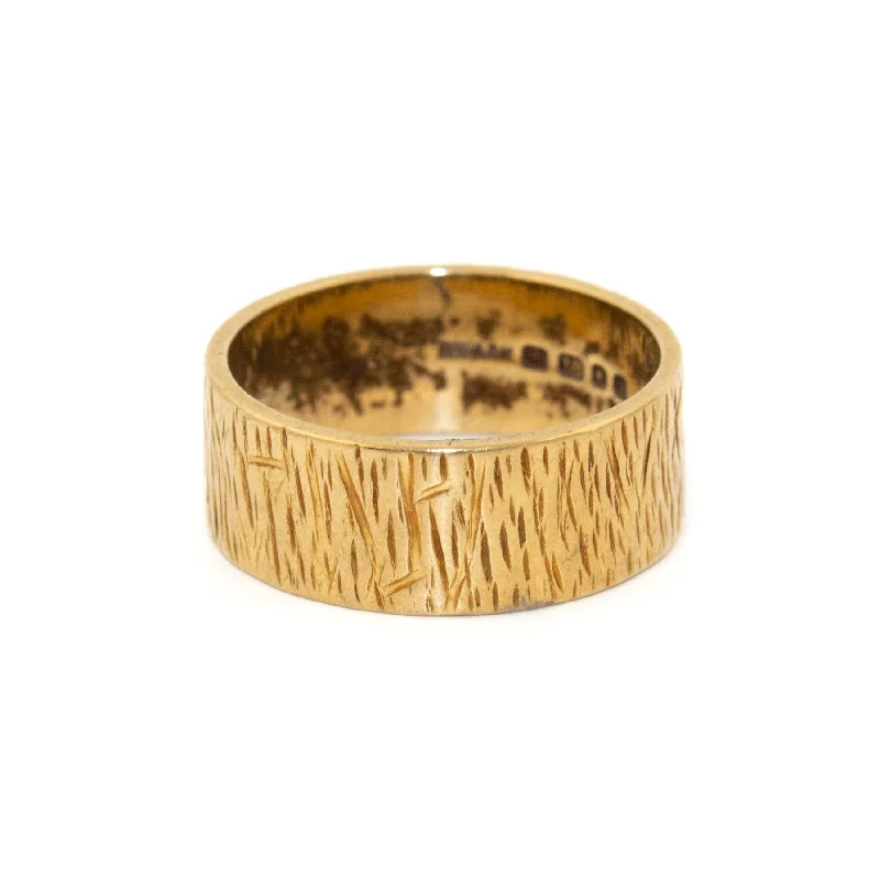 custom diamond promise rings-Slash Textured 18K Gold Band