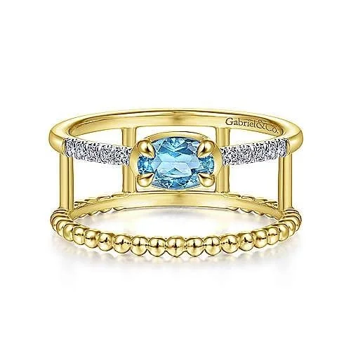 custom diamond wedding rings for women-Blue Topaz & Diamond Fashion Ring