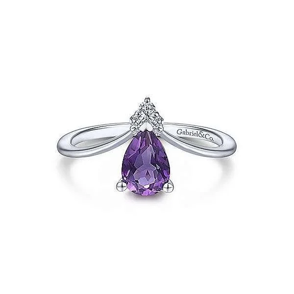 men’s wedding rings with custom designs and engravings-14kt White Gold Amethyst Ring