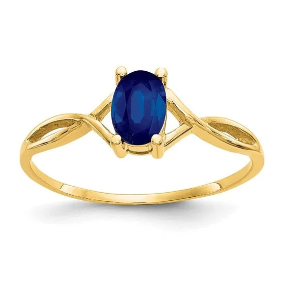 affordable wedding bands for couples-14K Yellow Gold Sapphire Birthstone Ring