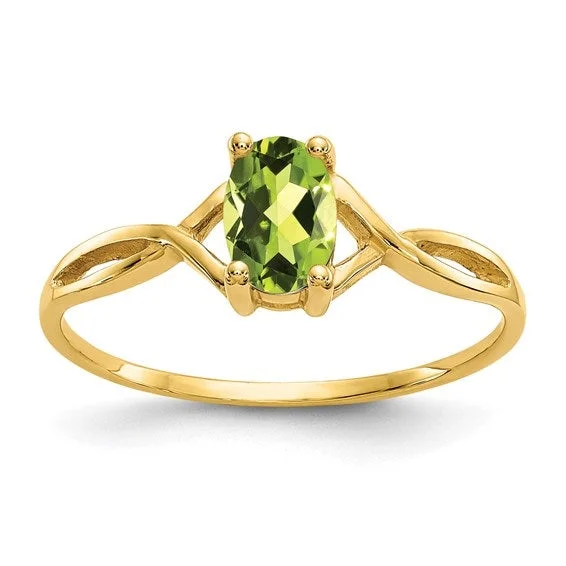 women’s platinum wedding bands with rubies-14K Yellow Gold Petite Peridot Ring